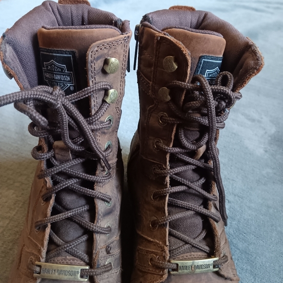 Harley Davidson Mens 10 M Rustic Brown Leather Riding Boots Rugged Motorcycle - Picture 3 of 13